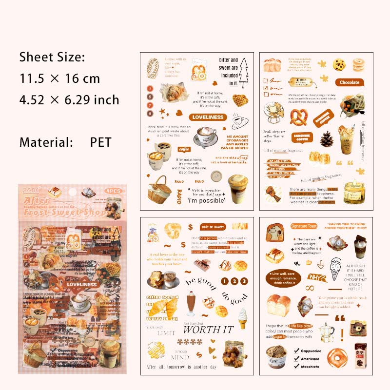 4 Sheet Creative Journal PET Stickers YJQX