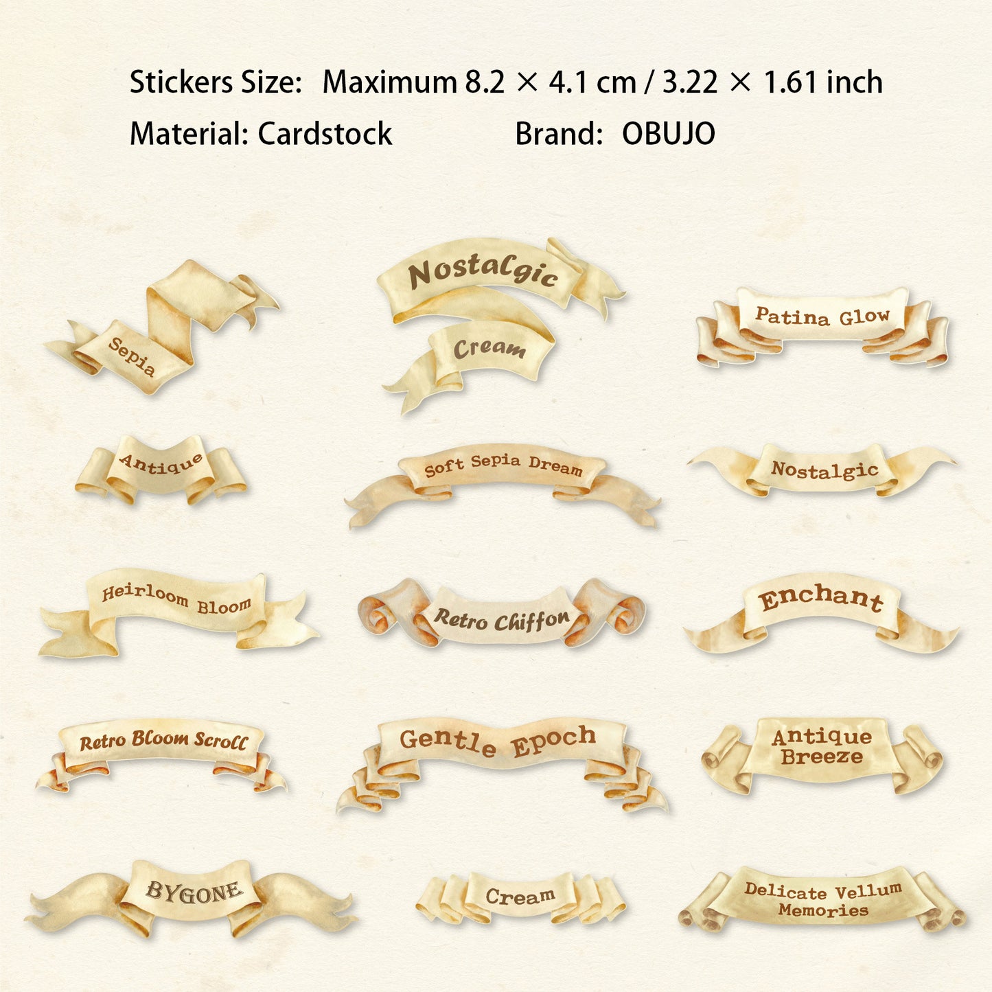 1 Roll Vintage Words Cardstock Stickers XXXL