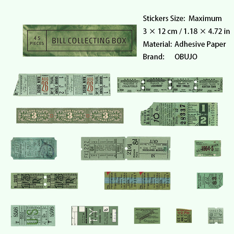 45 Pcs Vintage Tickets Stickers GDPWS