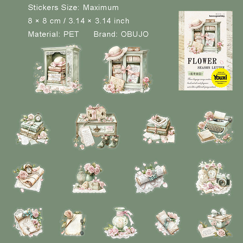 15 Pcs Reading Bookish PET Stickers HJLX