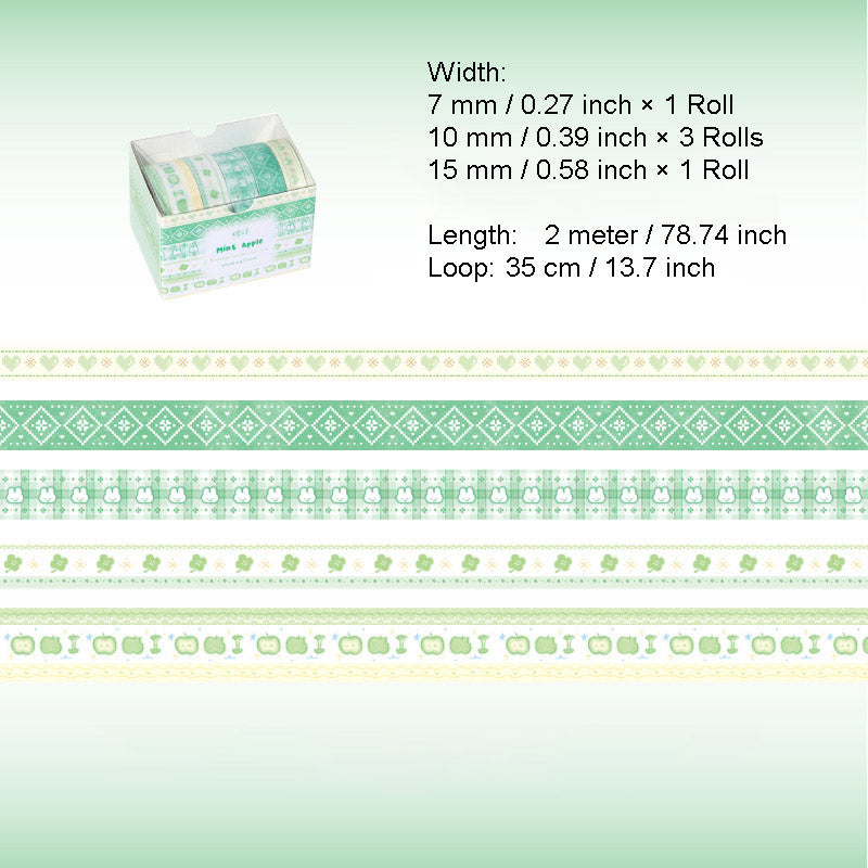 5 Rolls Light Color Washi Tape Set MYFED
