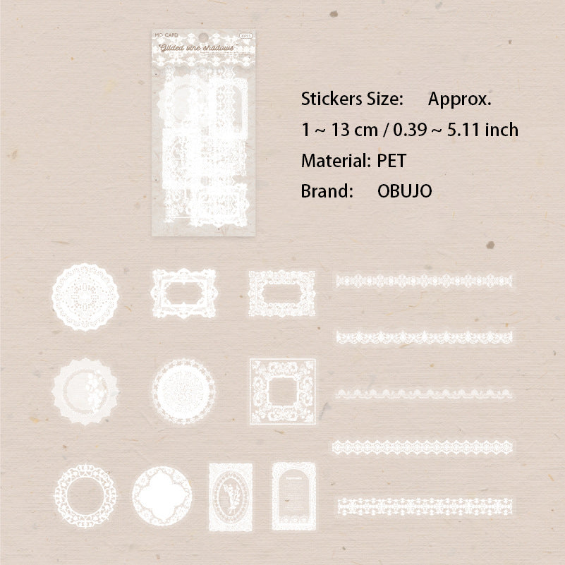 30 Pcs White Lace Themed PET Stickers LSWY