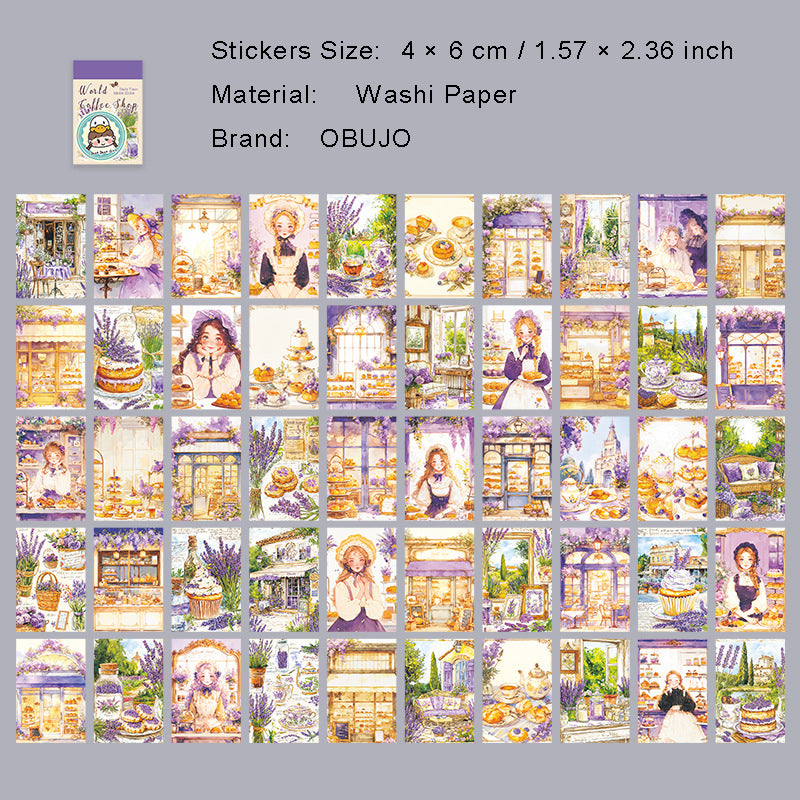 50 Pcs Coffee Theme Washi Stickers Book SJKFD