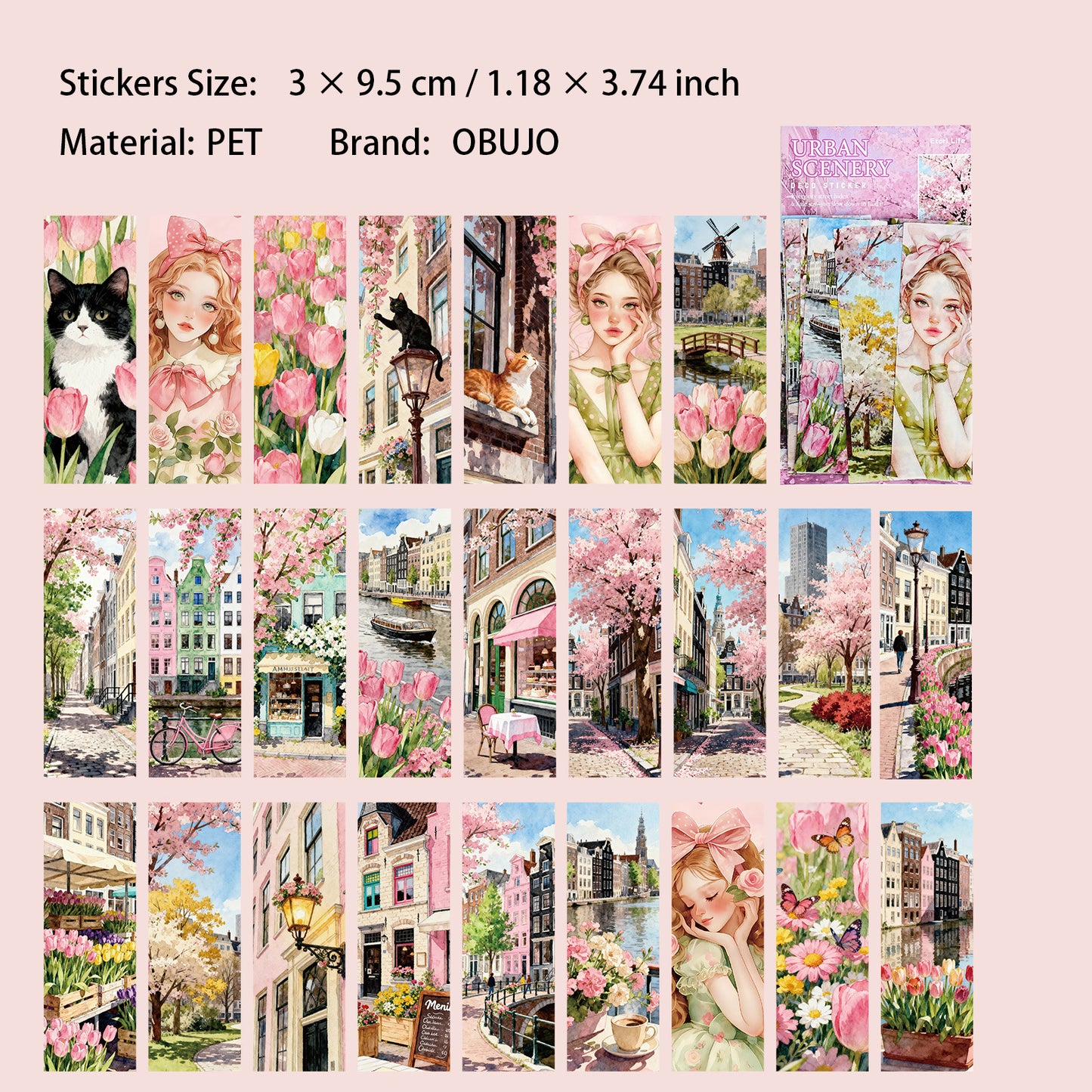25 Pcs City Landscape PET Stickers CMFH