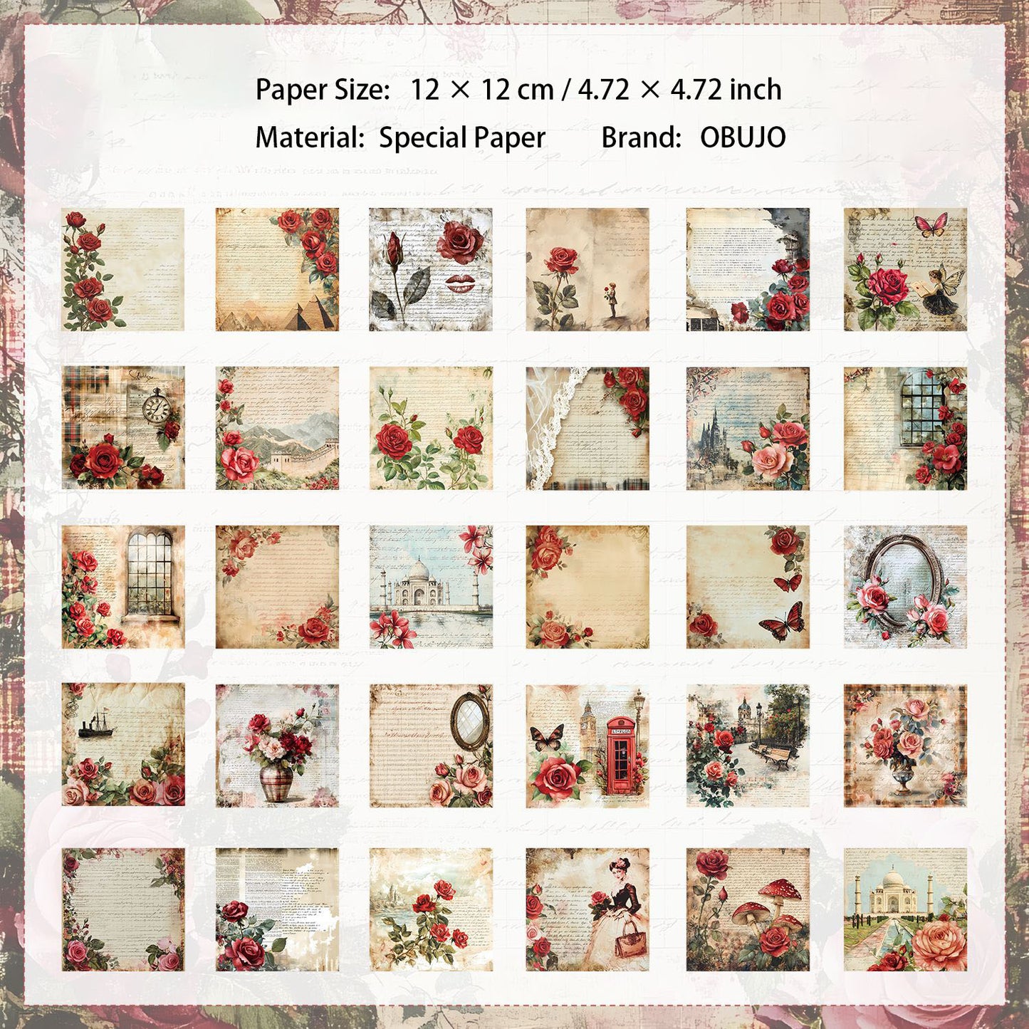 30 Sheets Vitntage Journal Paper JJCC