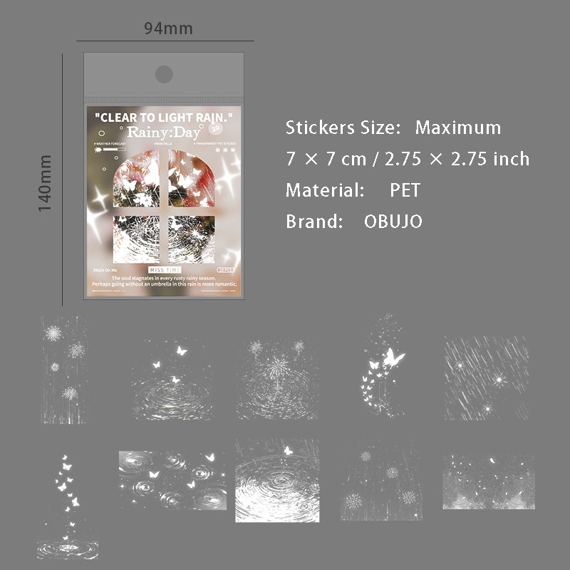20 Pcs Rainy Theme PET Stickers JRYY