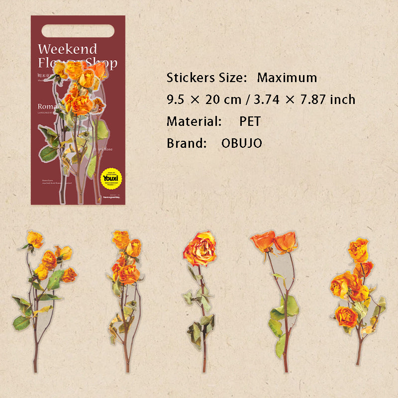 10 Pcs Large Size Rose PET Stickers MGYD
