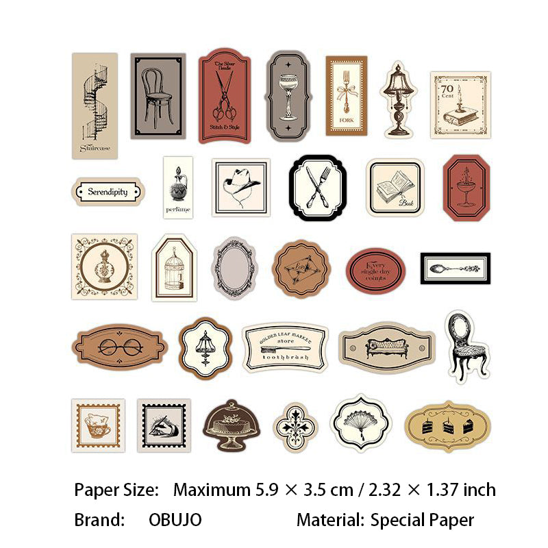 30 Pcs Vintage Label Stickers SJSZ