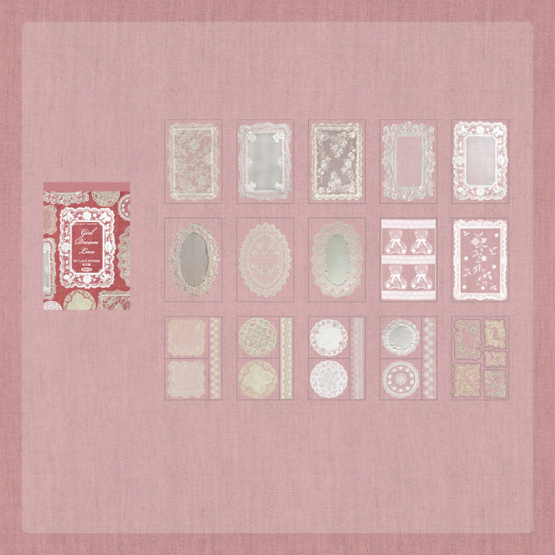 30 Sheets Lace Themed PET Stickers Book LSBWG