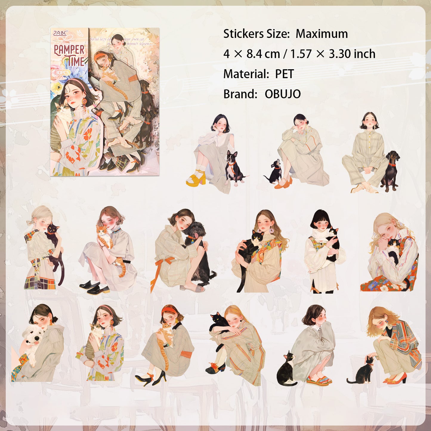 30 Pcs Girl Lifestyle PET Stickers SHSP
