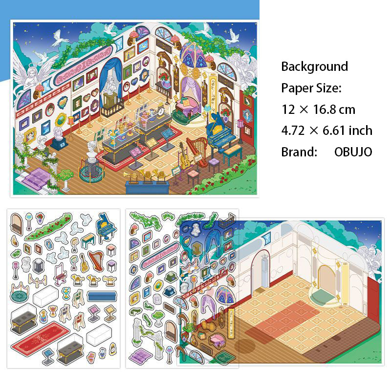 3D Garden Coffe Shop Scene DIY Stikcers Kit JRYYZ28