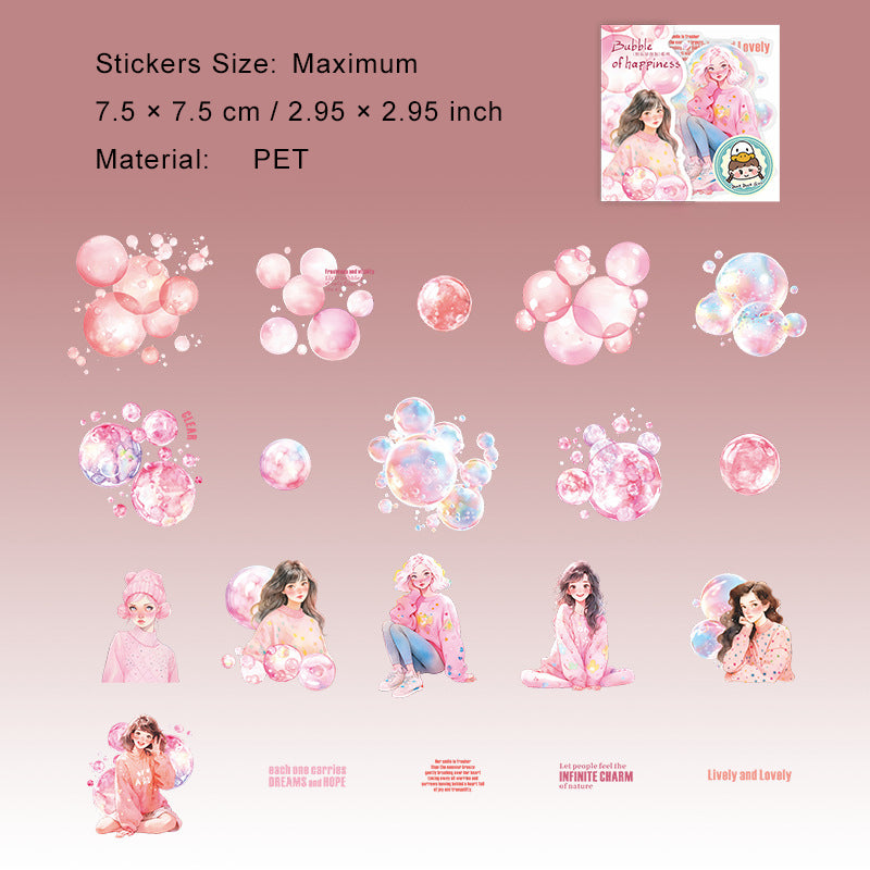 20 Pcs Bubble and Girl Stickers KLMPP