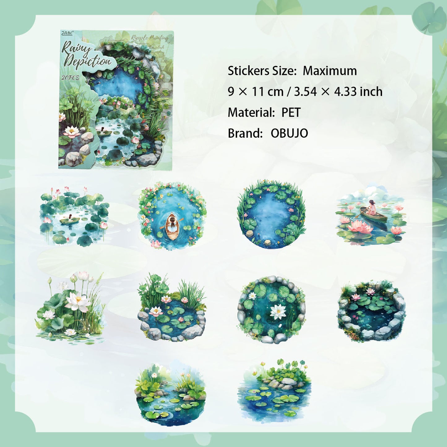 20 Pcs Pond Pool PET Stickers LYHY