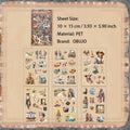 6 Sheets Vintage PET Stickers FSJC