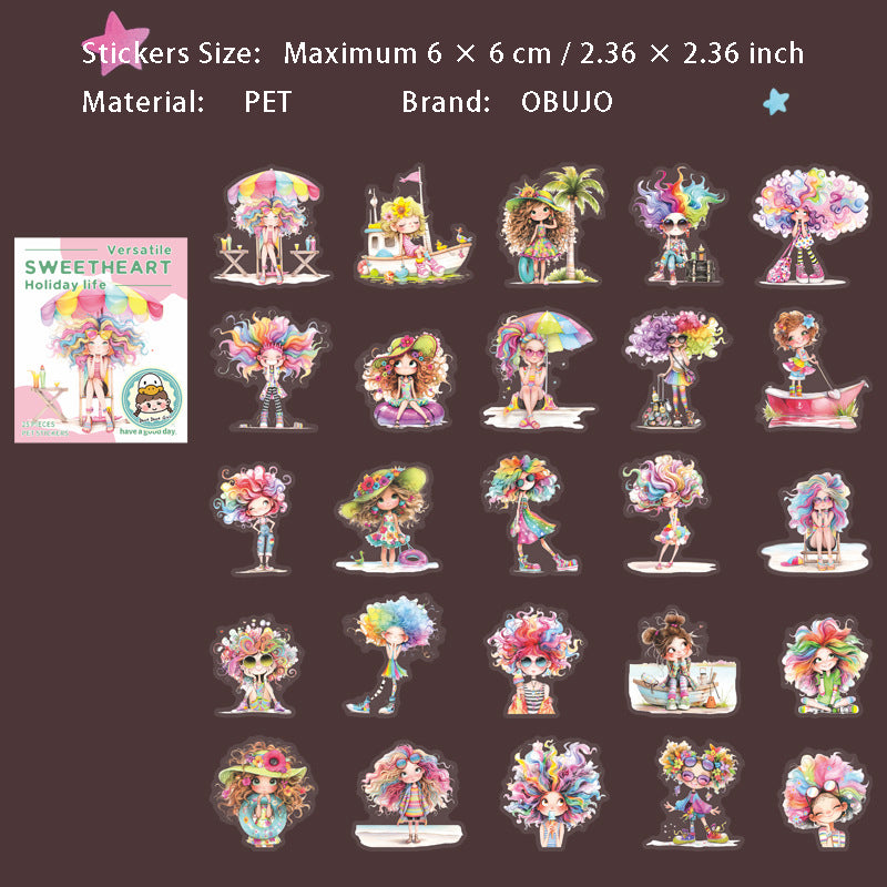 25 Pcs Cartoon Girl PET Stickers TXJQSH