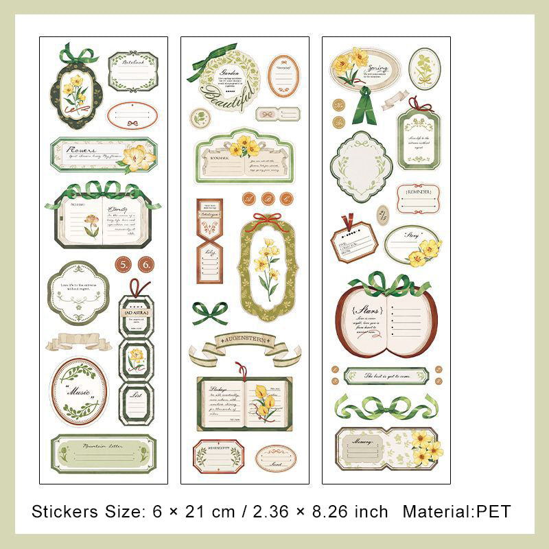 6 Pcs Vintage PET Stickers SJYD