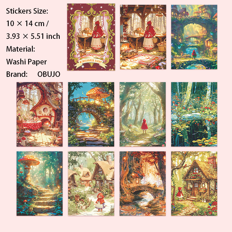 10 Pcs Fairy Tale Washi Stickers ZXYZM