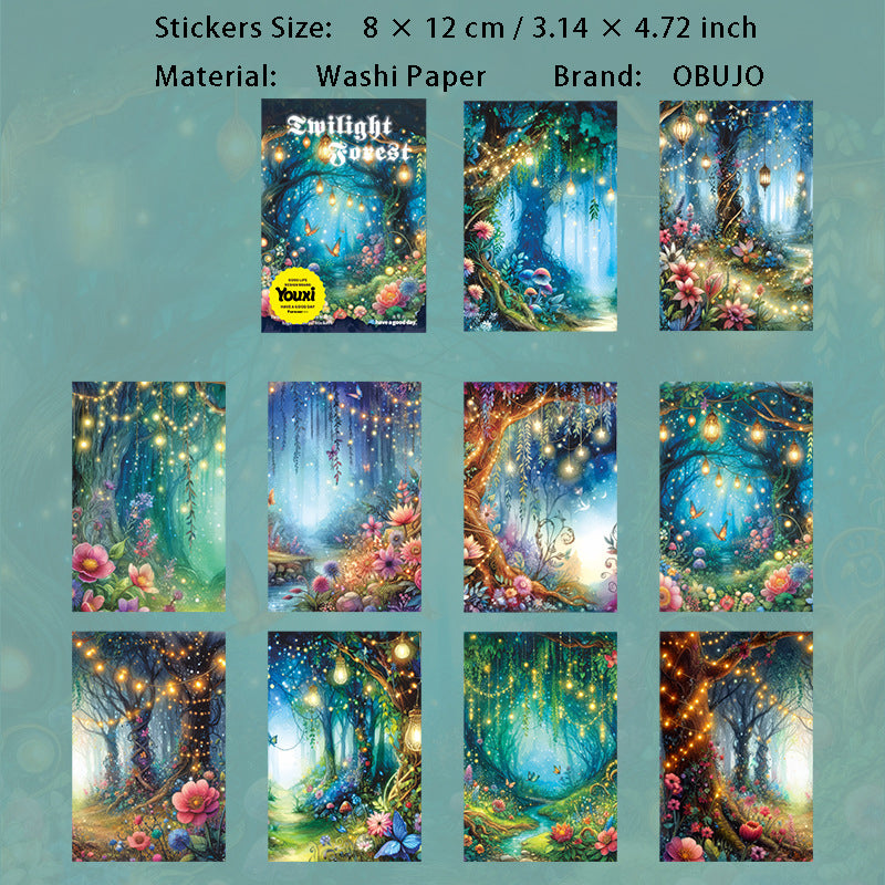10 Pcs Fantasy Forest Washi Stickers MGYL