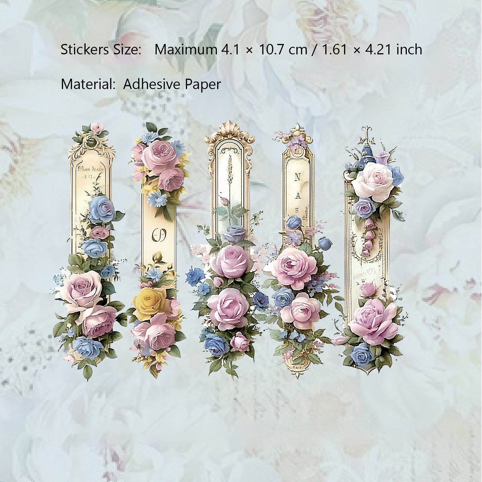 15 Pcs Vintage Flower PET Stickers FMXL