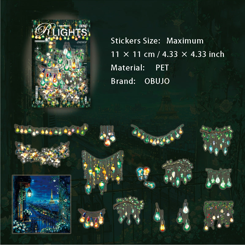 15 Pcs Night Light PET Stickers LMDH