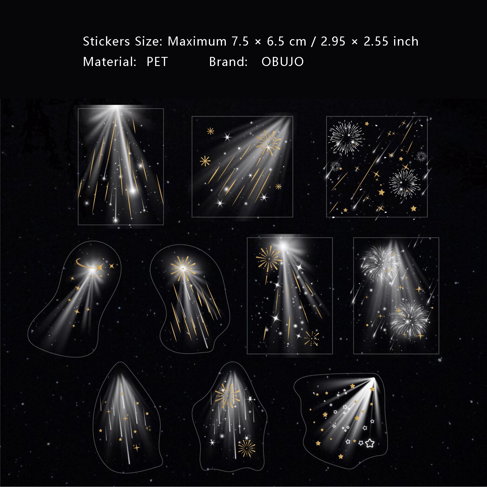 20 Pcs Fantasy Light PET Stickers HGFJ