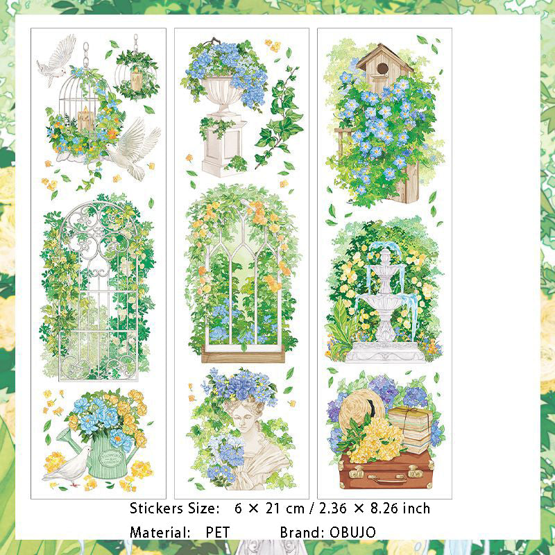 6 Pcs Garden Spring PET Stickers CGZX