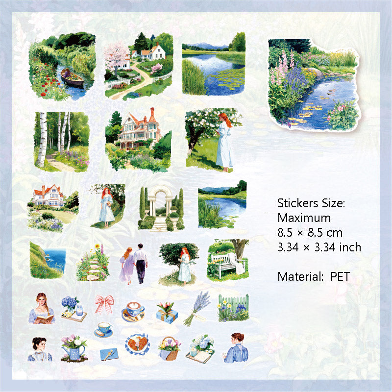 30 Pcs Manor Girl PET Stickers XLLM