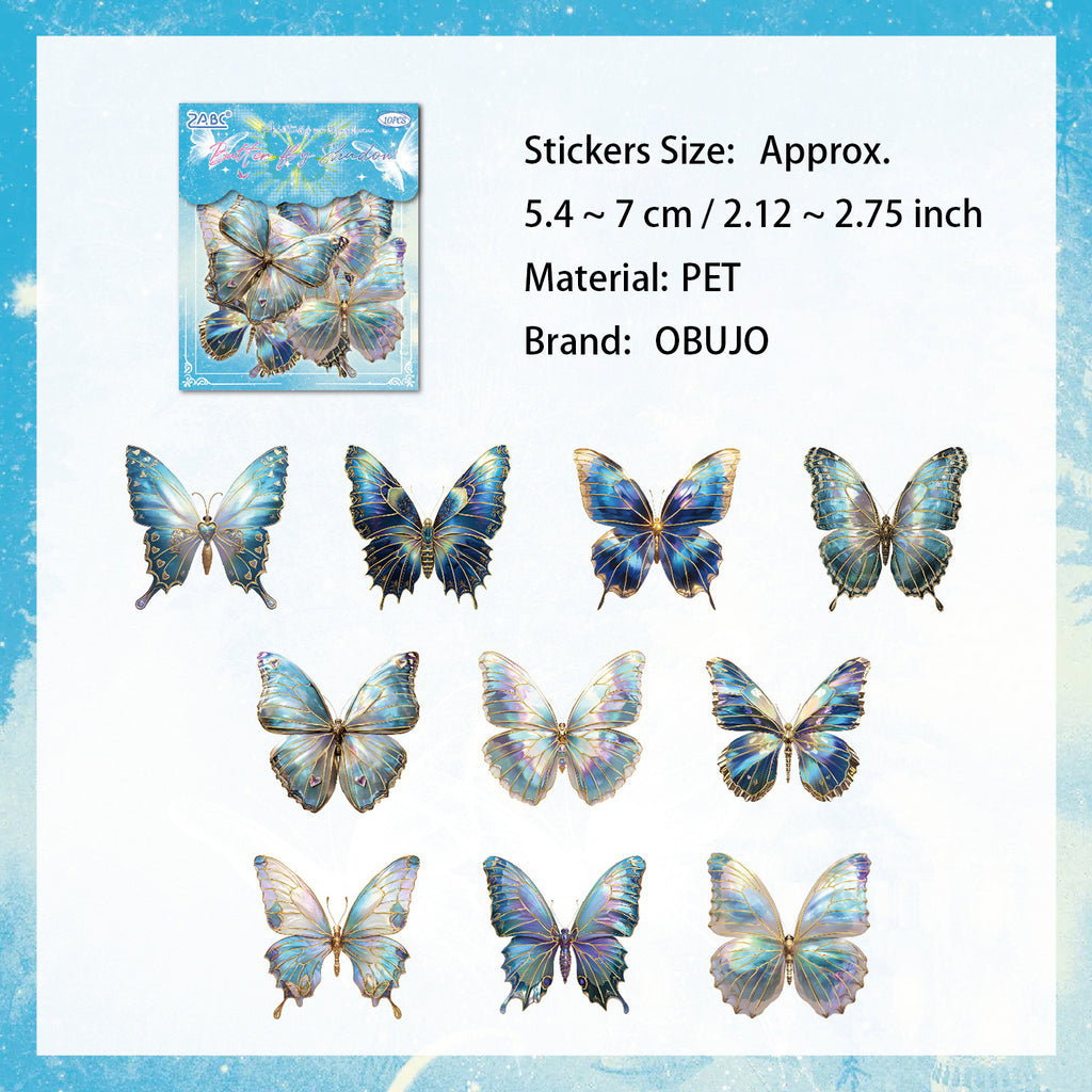 10 Pcs Shell Light Butterfly Stickers ZRZY