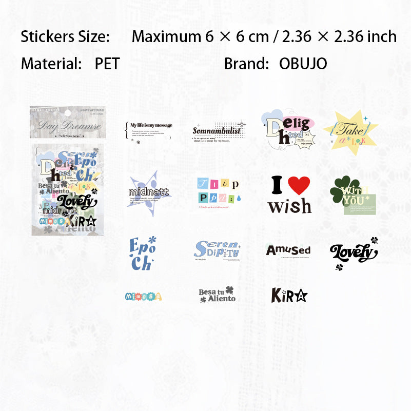 30 Pcs Aesthetic Words PET Stickers RRJS