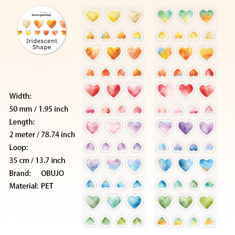 1 Roll Watercolor Dot Heart Star Planner Stickers Tape HCXZ