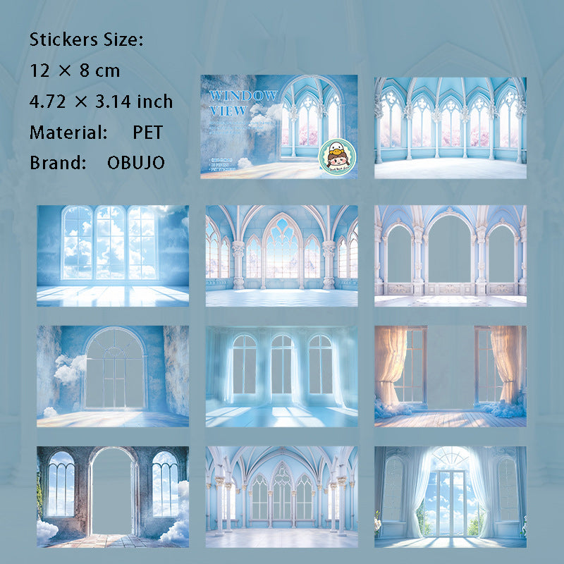 10 Pcs Windows Landscape PET Stickers CWDJS