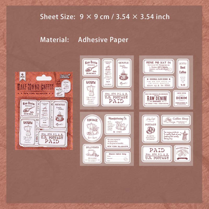 4 Sheets Vintage Scrapbook Stickers CXDY