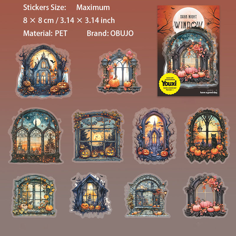 10 Pcs Halloween Windows PET Stickers AYCY