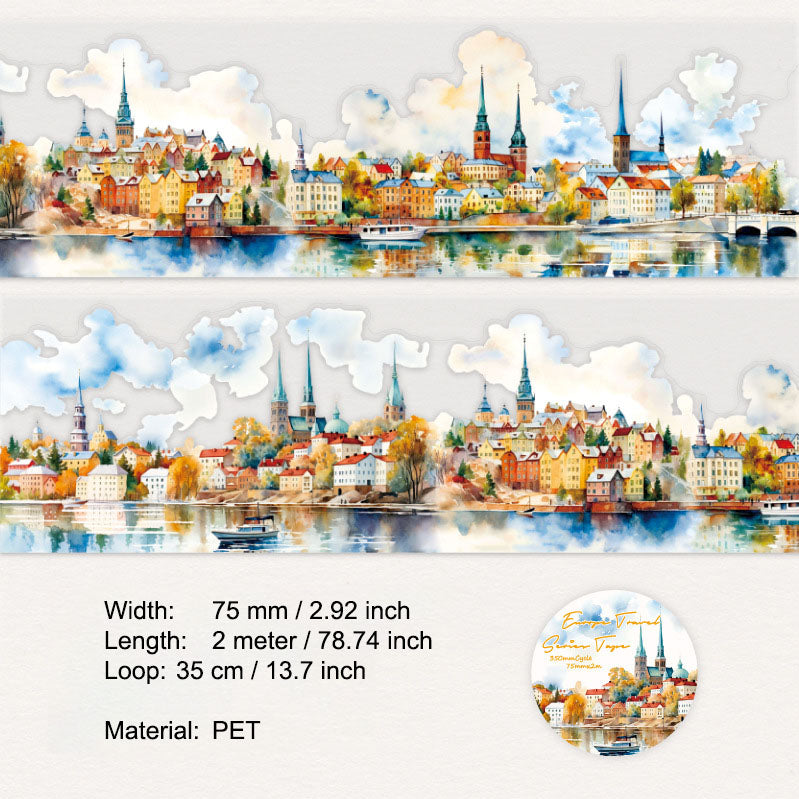 1 Roll Europe Travel Theme PET Tape HOLX