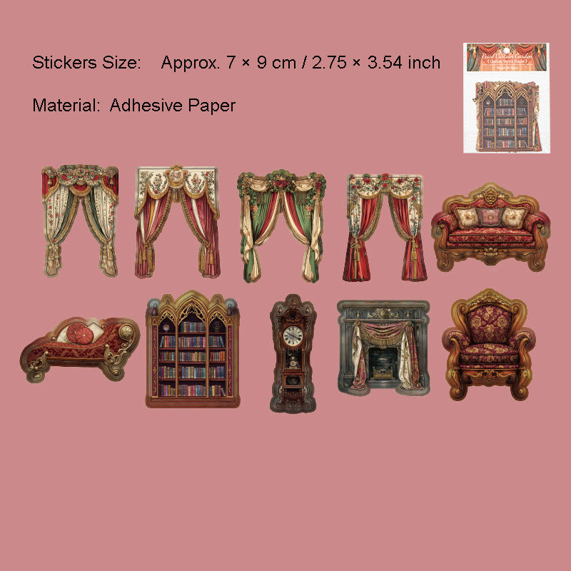 10 Pcs Curtain Furniture Cardstock Stickers ZLHY