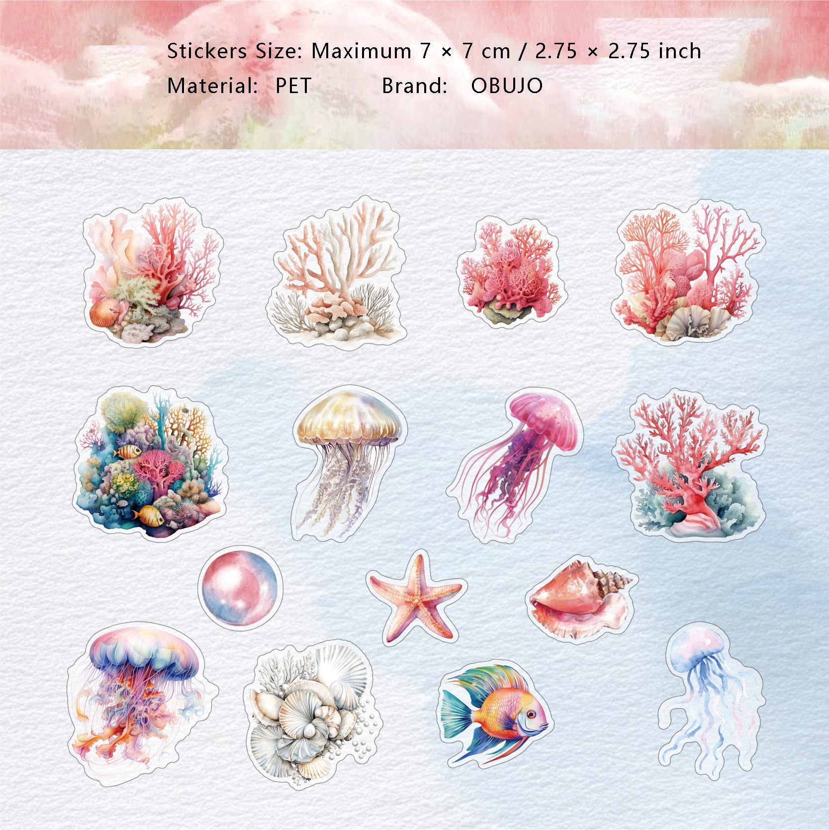 15 Pcs Undersea PET Stickers HDSJ