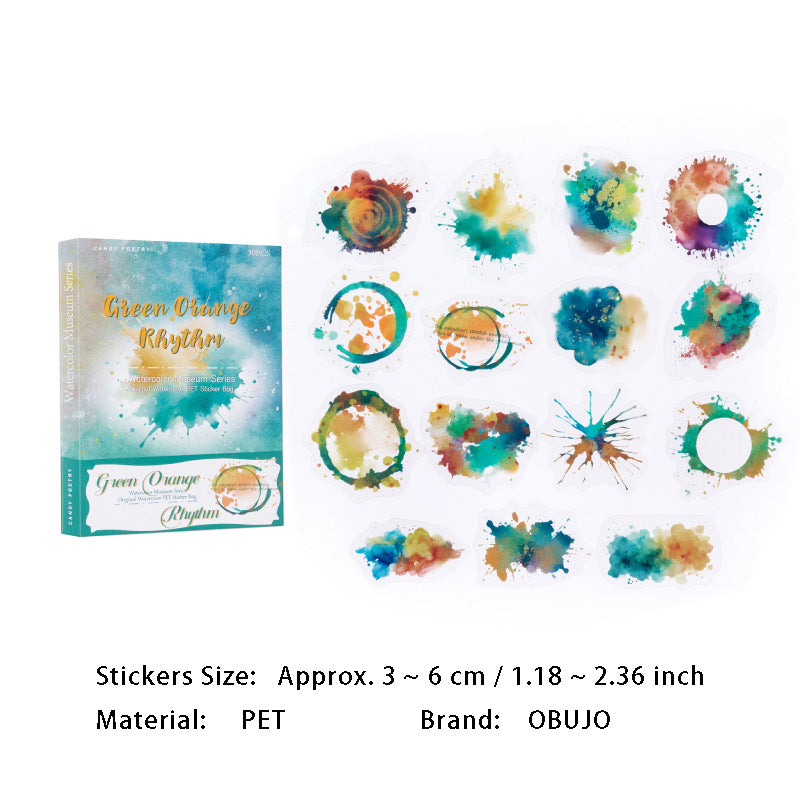30 Pcs Paint Splash PET Stickers SCBWG