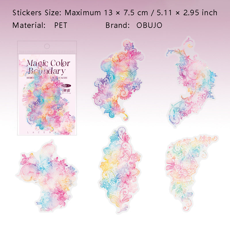 10 Pcs Rainbow Lace PET Stickers HCBJ