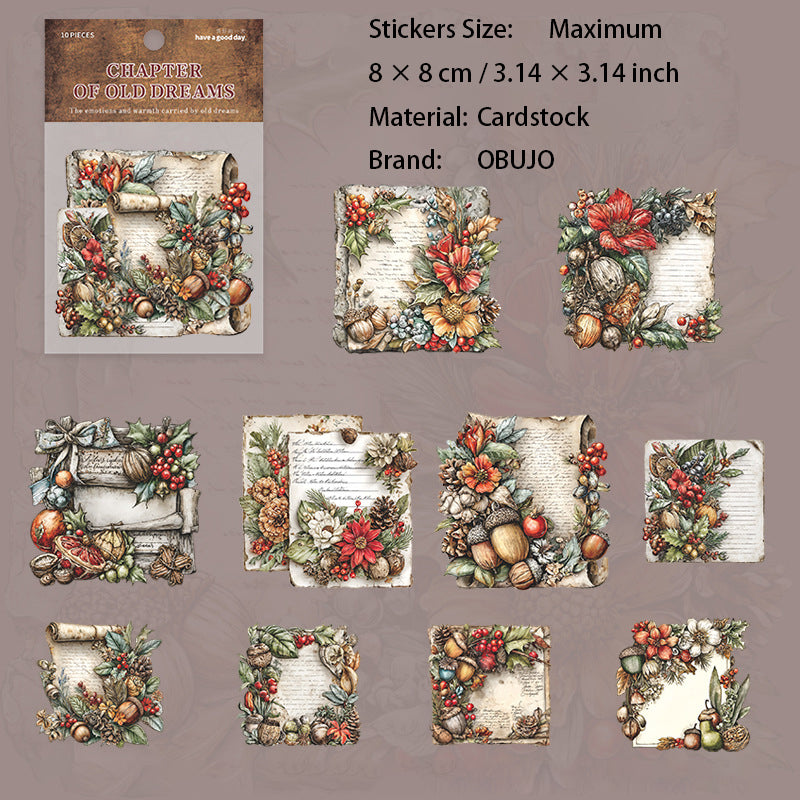 10 Pcs Vintage Cardstock Stickers JYPZ