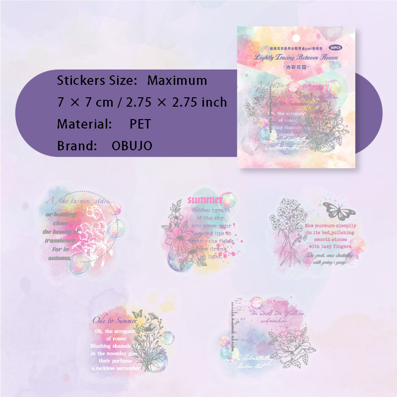 10 Pcs Watercolor Quote PET Stickers QMHJ