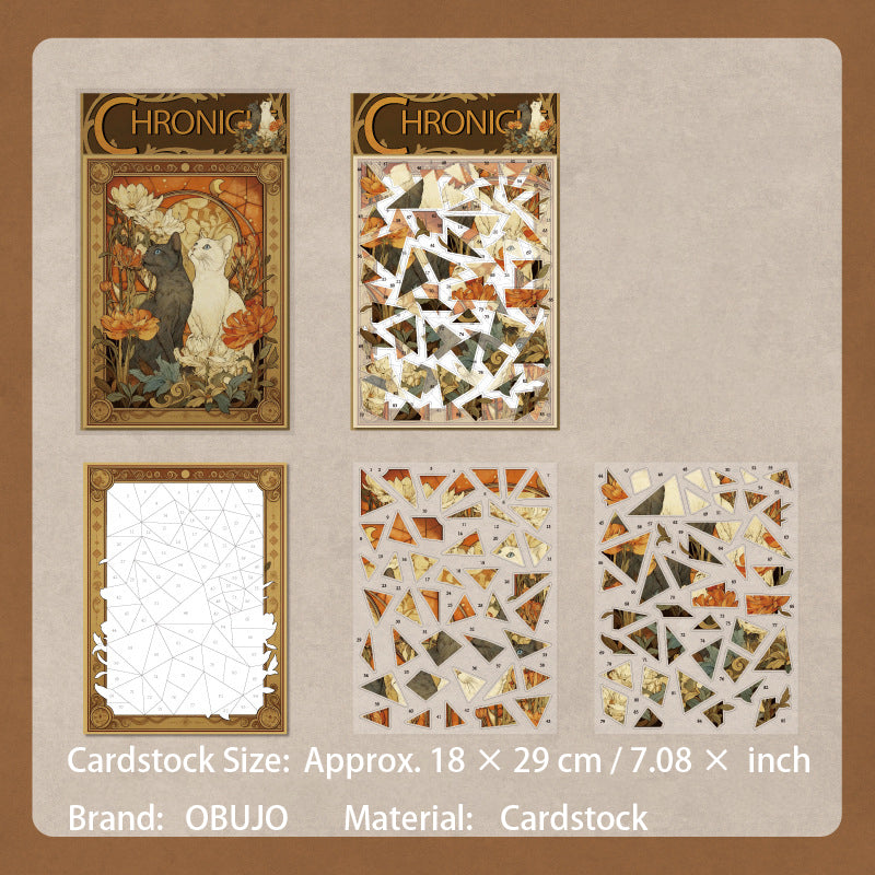 Cat Themed Vintage DIY Puzzle Stickers MDJN