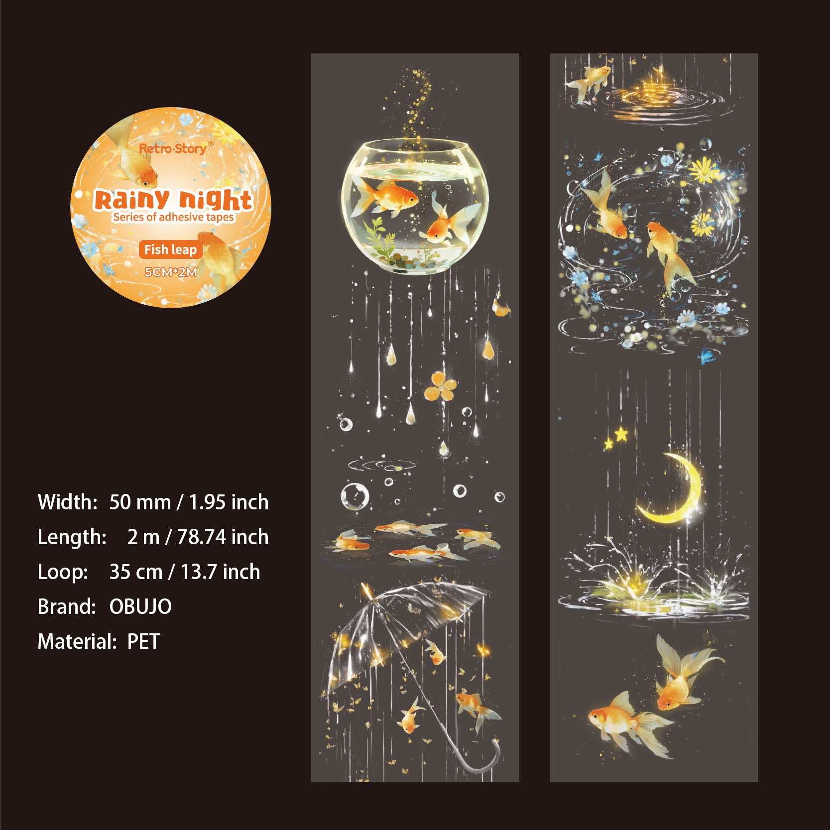 1 Roll Rainy Night PET Tape YYXL