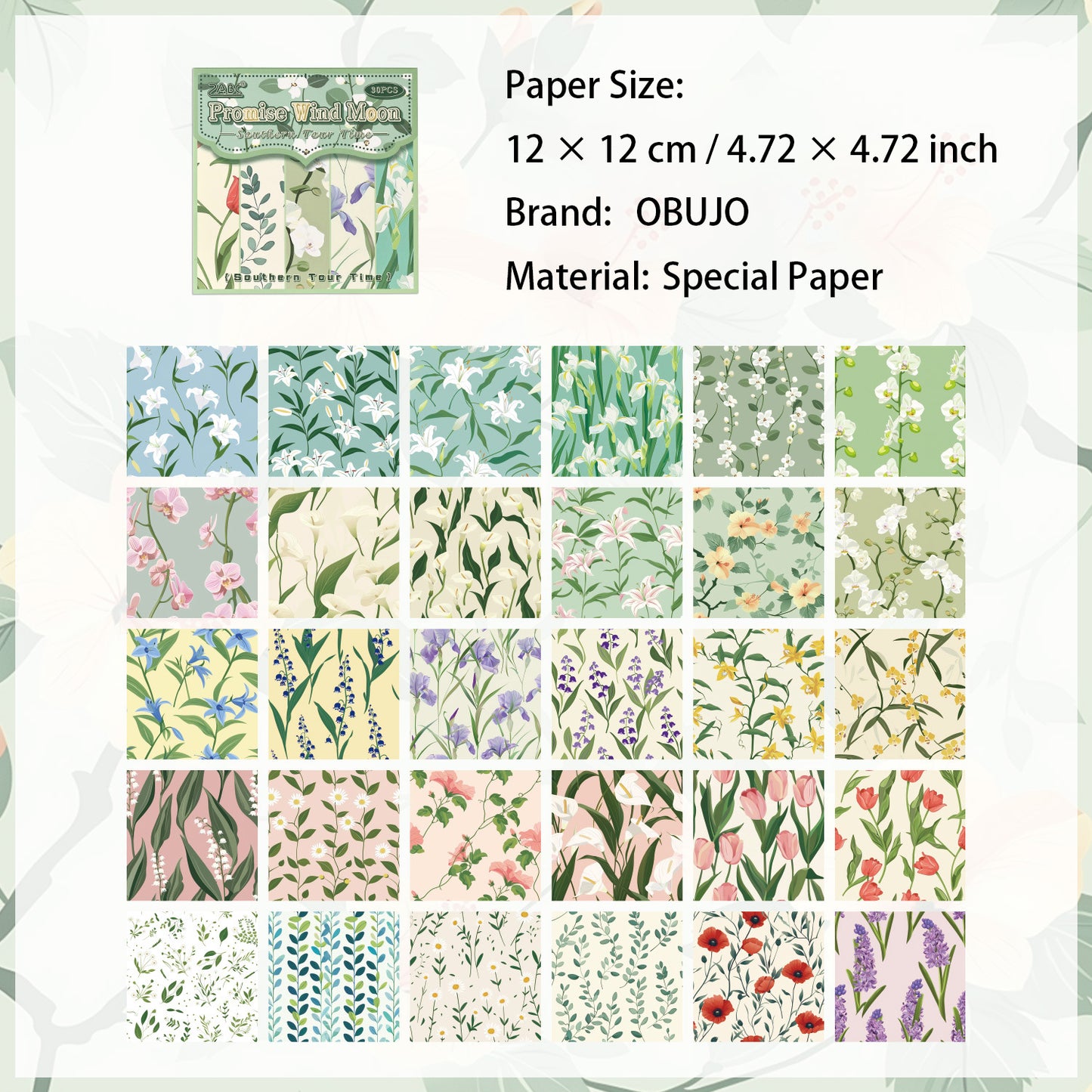 30 Sheets Botanical Journal Paper Pad NXSG