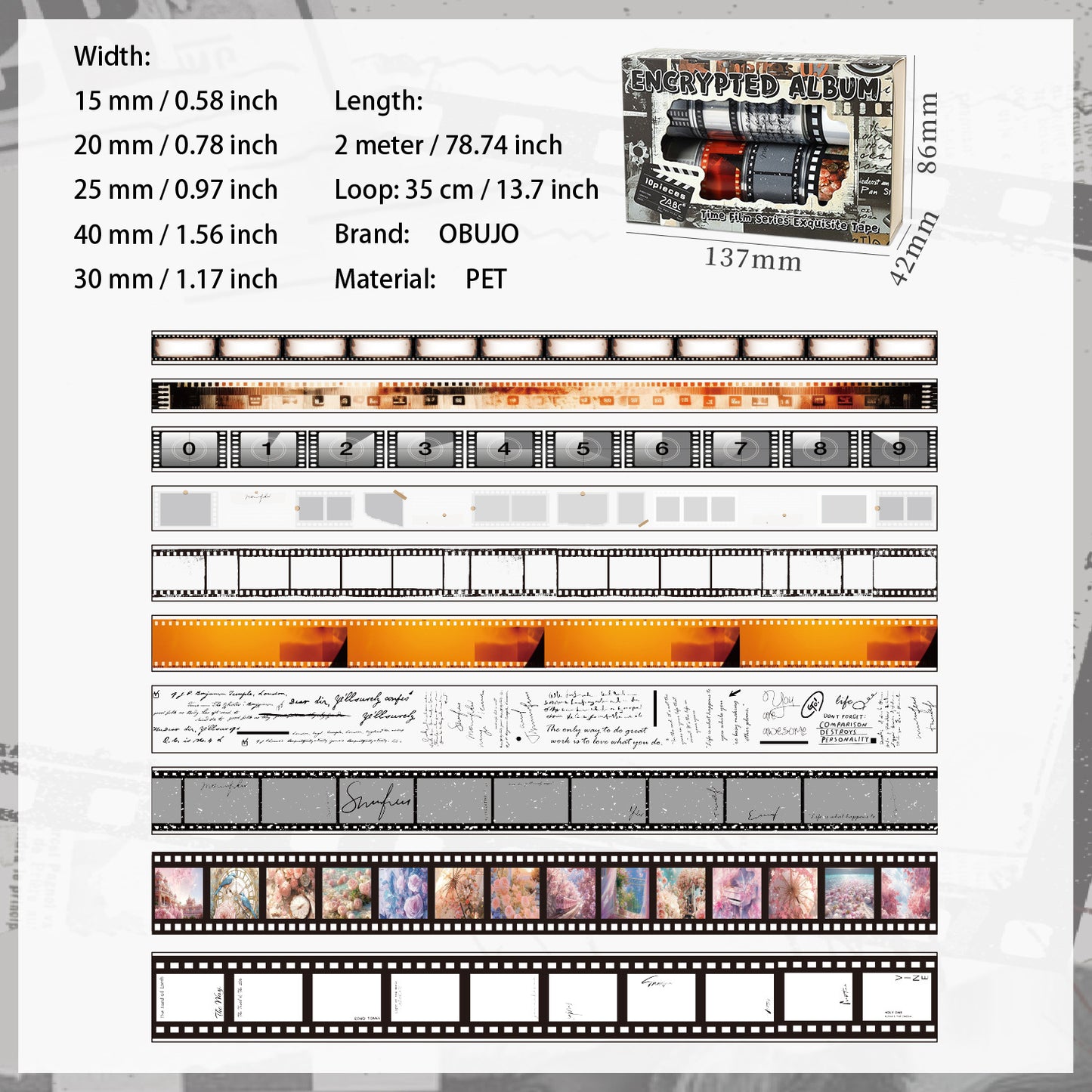 10 Rolls Movie Film PET Tapes Set SGJJ