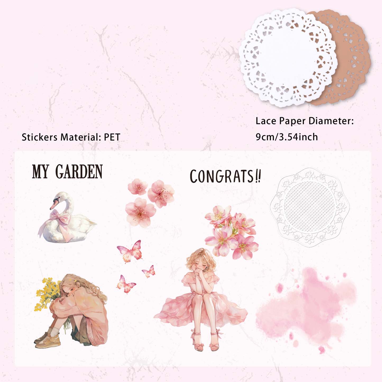 30 Pcs Lace Paper and Girl Stickers HYXL