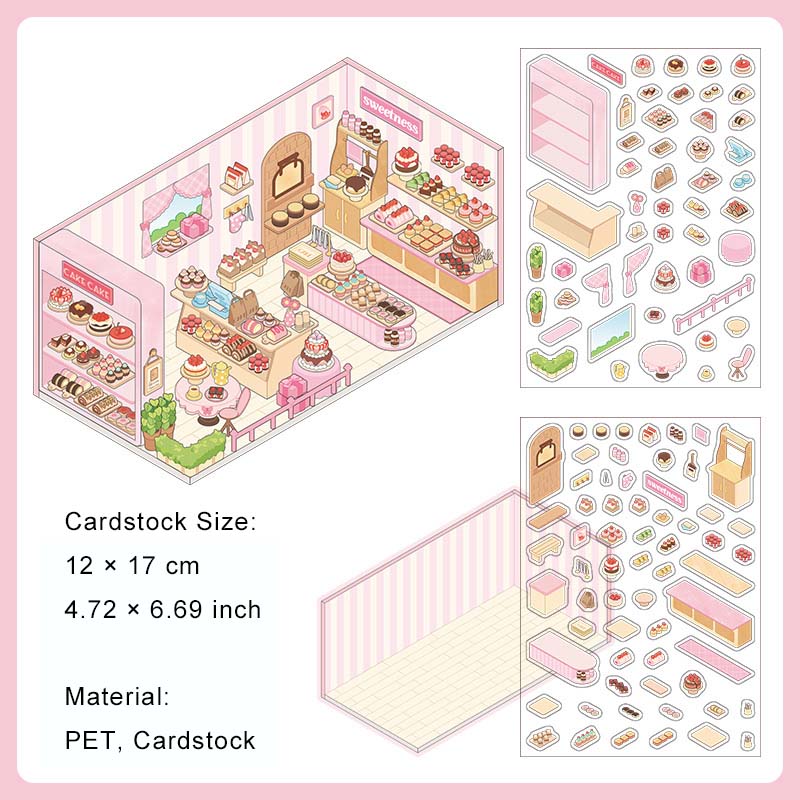 3D Shop Room Scene PET Stickers Kit XJLXL