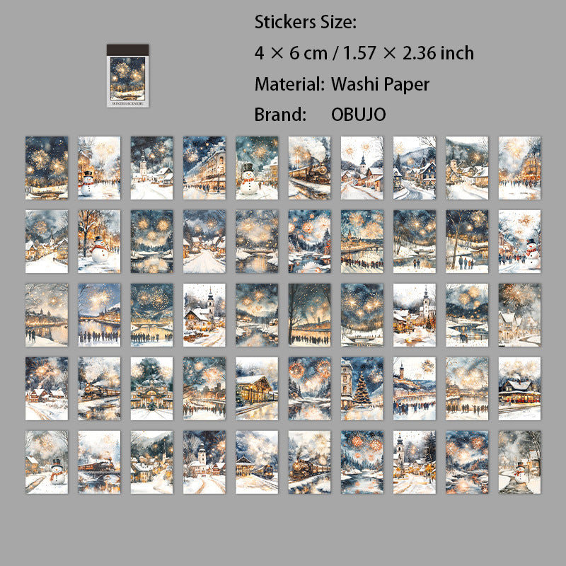 50 Sheets Winter Landscape Washi Stickers Book DRSG