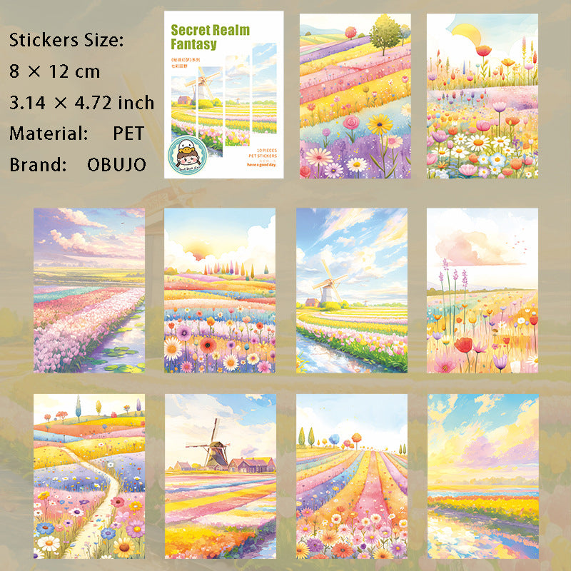 10 Pcs Fantasy Landscape PET Stickers MJHM