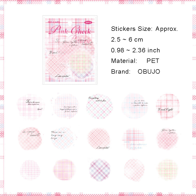 30 Pcs Watercolor Grid Journal Stickers CSGWP