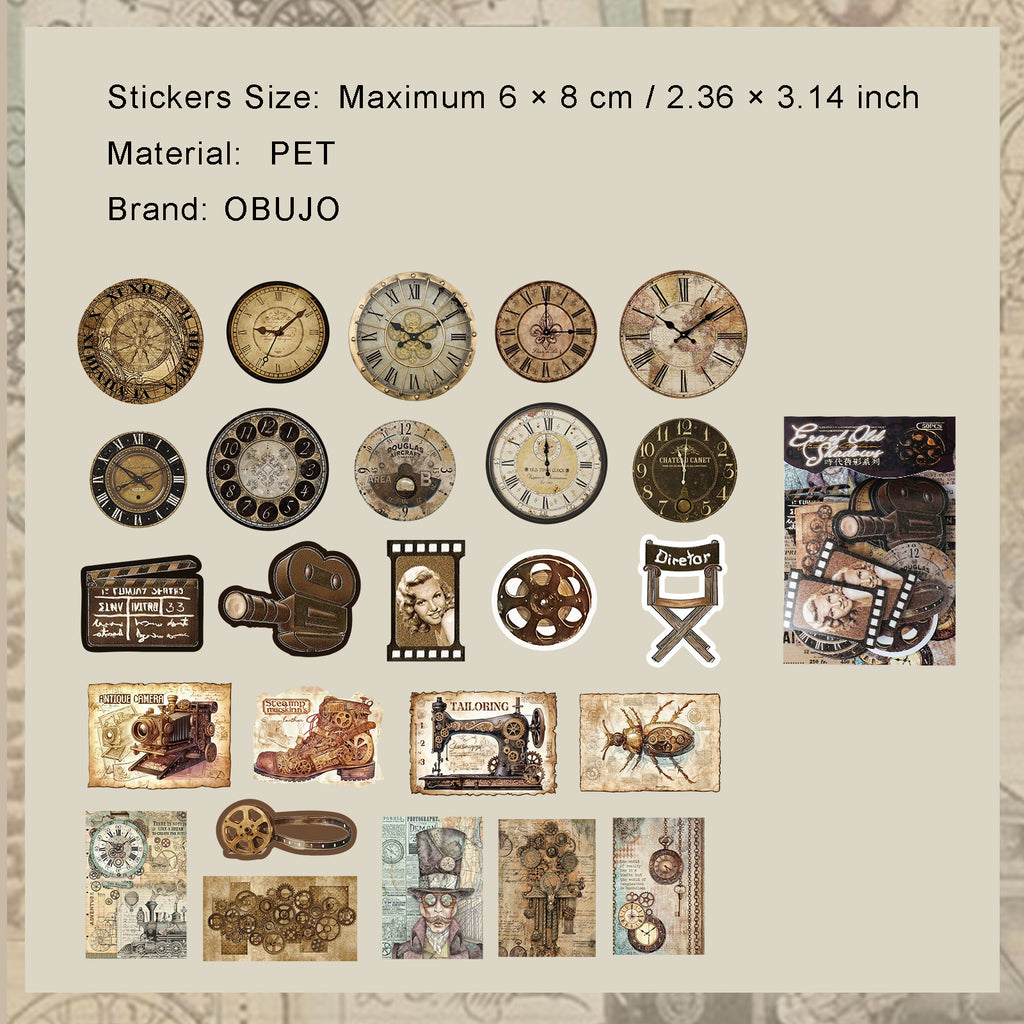 50 Pcs Vintage Washi Stickers SDJY
